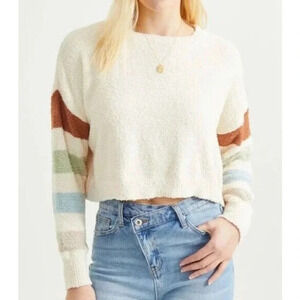 Altar'd State Lucia Cropped Pullover Sweater Cream Size M